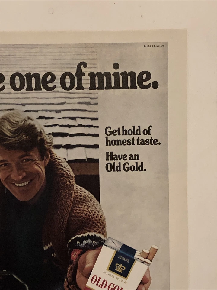 1973 Old Gold Cigarettes PRINT AD Sweater Chainsaw VTG 1970s Have One of Mine - Image 3 of 4