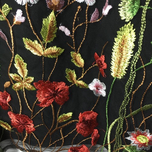 Caroline Rose Embroidered Black Floral Dressy Top Sheer Sleeves Size M - Picture 8 of 16
