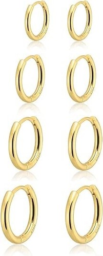 Kleine goldene Reifen Ohrringe für Damen 14K Mini Gold Huggie Reifen Ohrringe Set - Bild 3 von 5