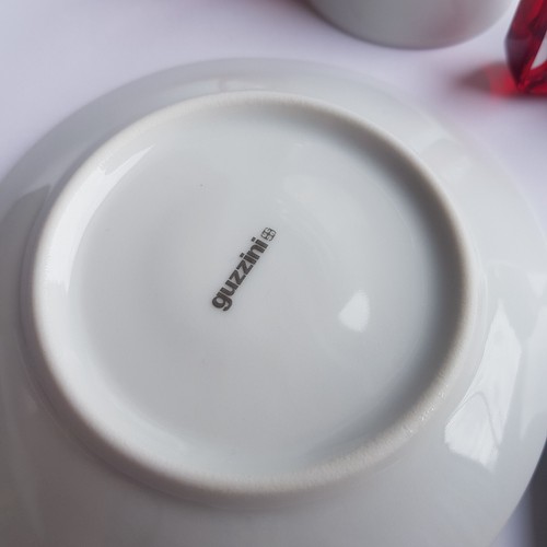 Guzzini Espresso Cup Saucer Set Fusion Coffee Italy Design porcelain red lucite - Picture 16 of 17