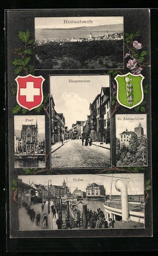 AK Rorschach, Hauptstrasse, Post und St. Annaschloss 1911 - Bild 1 von 2