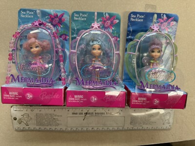 3 Barbie Fairytopia Mermaidia Sea Pixie 2.5'' Doll Necklace Lot 2 Damaged 2006
