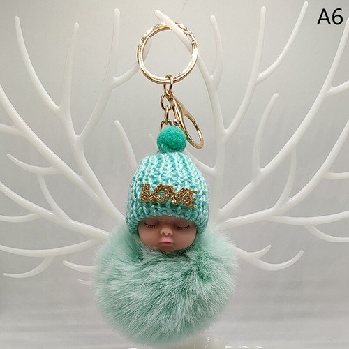 Sleeping Baby Keychain Cute Fluffy Plush Doll Keychains Women Girl Bags KeyrinJO - Picture 12 of 30