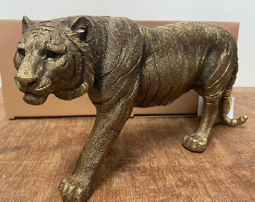Tiger Figure Ornament Bronze Colour by Leonardo Tiger Statue Gift - Picture 1 of 6