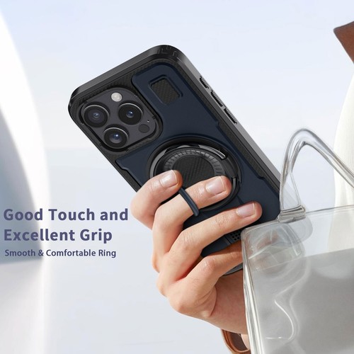 Funda protectora de pantalla con anillo y soporte a prueba de golpes para iPhone 13/Pro/Pro Max - Imagen 14 de 32