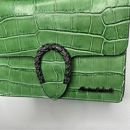 Marina Galanti Verde Cocodrilo Zapato de Caballo Cuero Italia Cadena Correa Cartera - Imagen 2 de 16