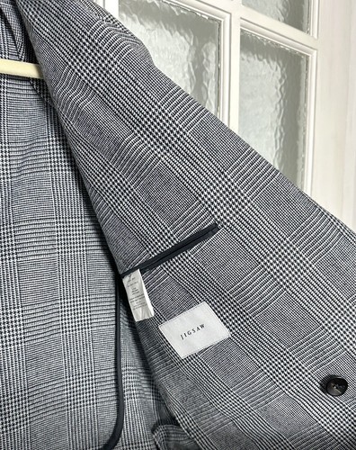 Jigsaw Allington Wool Cotton Jacket, Black White Dogtooth Size 40R / M RRP £295 - Picture 4 of 7