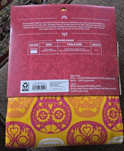 ๐ Dia De Muertos Tablecloth Oblong 60x84โ Orange Calavera Mexican Skulls - Picture 3 of 3