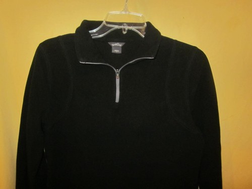 MEN'S SZ M FLEECE SHIRT PULLOVER 1/4 ZIP UP EDDIE BAUER BLACK - Picture 3 of 4