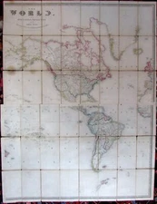Texas as Republic c.1848 Wyld 2 enormous linen backed folding wall maps