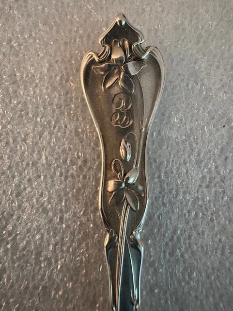 Tenedor de cóctel de plata esterlina Whiting Mfg Co 5 1/2" Geo.T Brodnax "B" monograma Foto 4 de 4