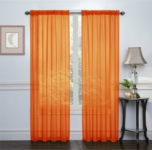 Basic 2 Pack Sheer Voile Home Window Curtains - Assorted Colors & Sizes - Picture 20 of 31