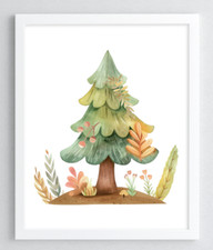 Forest Tree Art Print, Colorful Tree Wall Art Decor, Wall Art, Nature Art 89