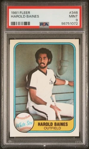 1981 Fleer Harold Baines RC Rookie Card #346 Chicago White Sox MINT PSA 9