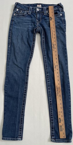 TRUE RELIGION Womens 27 Embroidered Flap Pocket Made In USA Skinny Stretch Jeans - Picture 6 of 19