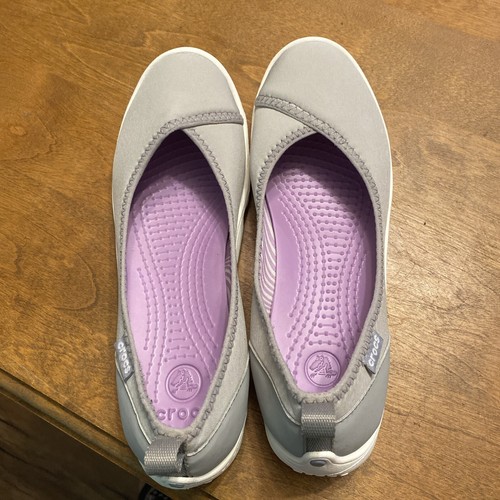 Crocs Women's Busy Day Flat Lilac/gray Slip On Shoes Size 8