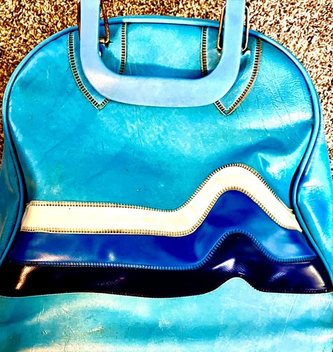 Vintage Bowling Bag Don Carter - Blue Chevron - Retro - w/Wire Rack - Picture 3 of 14