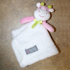 Blankets Beyond pink white plush velour giraffe security blanket baby lovey