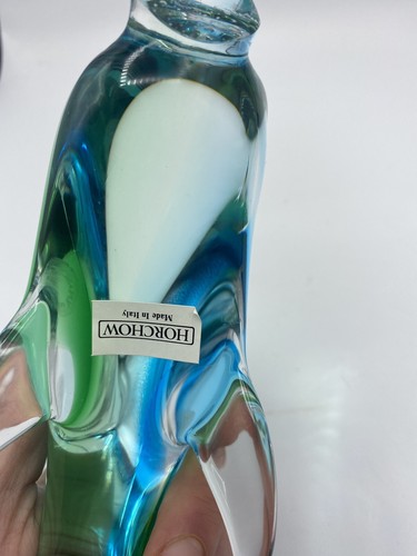 Vidrio soplado a mano de colección Dolphin V.NASON&C. Murano Italia Horchow Azulada/Agua con Etiqueta - Imagen 6 de 11