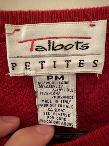 Vintage Talbots Cardigan 50% Wool Sweater Red Golden Button Knit Sz M, Italy - Picture 3 of 7