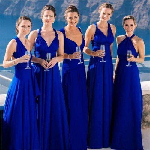 Women's Long Maxi Dress Bridesmaid Multi Way Convertible Formal Evening Wrap GIF - Picture 17 of 29