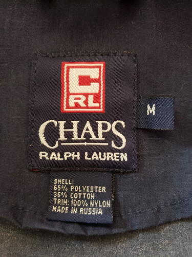 Ralph Lauren Chaps Hooded Windbreaker Jacket Men's Size Medium Navy Blue Red - Picture 5 of 14