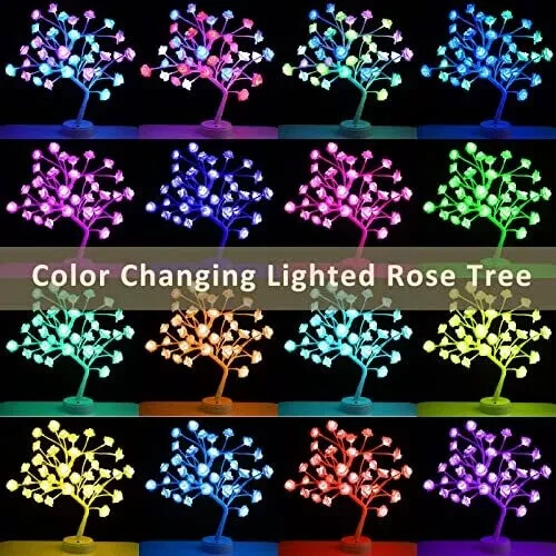 Color Changing Rose Lamp Light Up Rose Tree Lamp Tabletop Flower Tree Lights - Picture 7 of 7