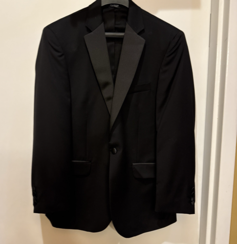 JOS. A. BANK 40R 40 Reg Black Tailored fit Tuxedo flat pants 34w + garment bag