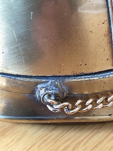 Vintage Brass QV Crown Kings Own Royal Lancaster Regiment Helmet Table Lighter - Picture 7 of 20