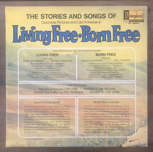The Stories And Songs Of Living Free Born Free - LP/Vinyl - DISNEYLAND - ST-3803 - Picture 5 of 12