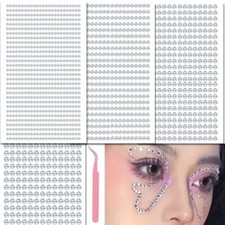 Face Gems 1792pcs Self Adhesive Face Jewels, 3/4/5/6mm Gem Stickers Diamond