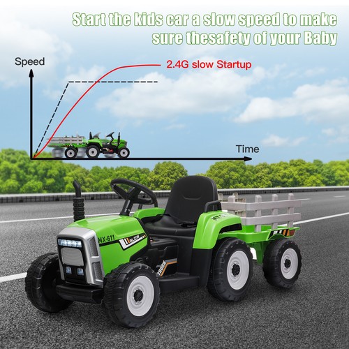 12V Ride on Tractor with Trailer Electric Kids Vehicle Car Toy + Remote Control - Picture 4 of 16