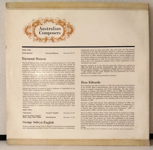 AUSTRALIAN COMPOSERS ABC RRCS-129 R. HANSON, G.S. ENGLISH R. EDWARDS AUS RARE LP - Picture 2 of 3