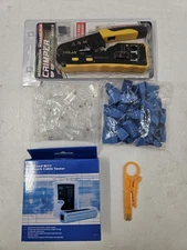 RJ45 All-in-One Ethernet Crimper w/ Network Cable Tester Tool Kit *NEW* EB-18430