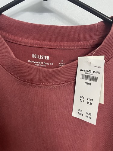 HERREN S BOXY HEAVYWEIGHT WASHED CREW T-SHIRT HOLLISTER ROT - Bild 2 von 3