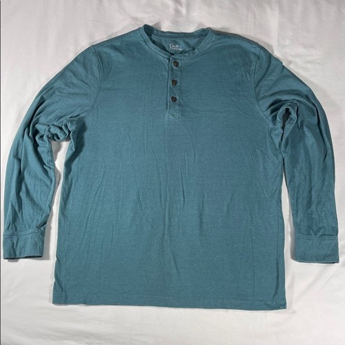 Croft & Barrow mens blue Extra Soft long sleeve 3 button henley shirt - size L - Picture 2 of 9