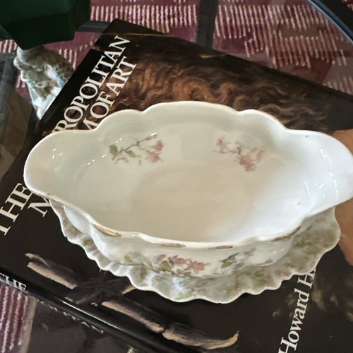 LIMOGES GDA FRANCE PINK FLORAL GRAVY BOAT Read! - Picture 2 of 15