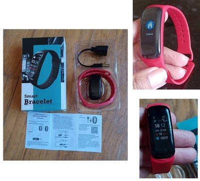 Smart Health Bracelet Model TB36B-W - Heart Rate, BP & more!  NEEDS SNAP-CLOSURE