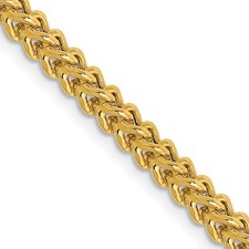 14k Yellow Gold 3mm Semi-Solid Franco with Lobster Clasp Chain Necklace 20"
