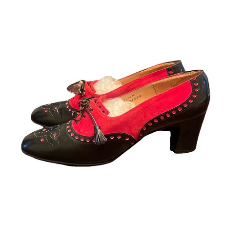 VTG 1970s Fenton Last Saks Fifth Avenue Leather Brogues Sz 7 Narrow Two Tone - Picture 5 of 10