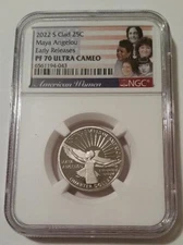 2022 S Clad Maya Angelou Quarter Proof PF70 UC NGC Early Releases Flag Label