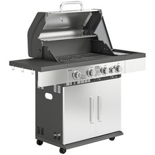 4 Plus 1 Burner Gas BBQ Grill Portable Gas Barbecue Grill with Side Silver
