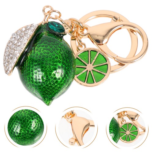 Simulated Lemon Keychain Keyring -shape Rhinestone Fruit Pendant - Picture 6 of 14