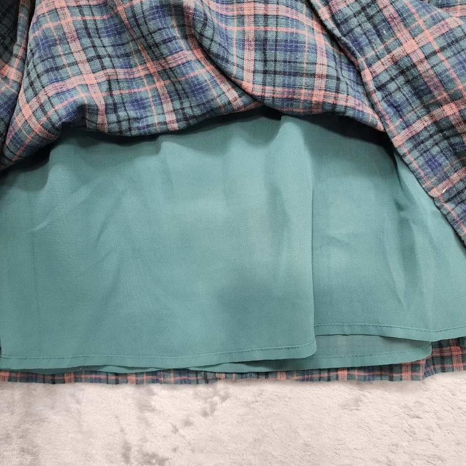 Falda American Eagle para mujer XL verde a cuadros AE tapa de bolsillo lazo cintura mini forrada Foto 2 de 4