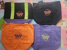 (LOT Of 4) Limited Trader Joe's Mini Halloween Canvas Tote Bag RARE 