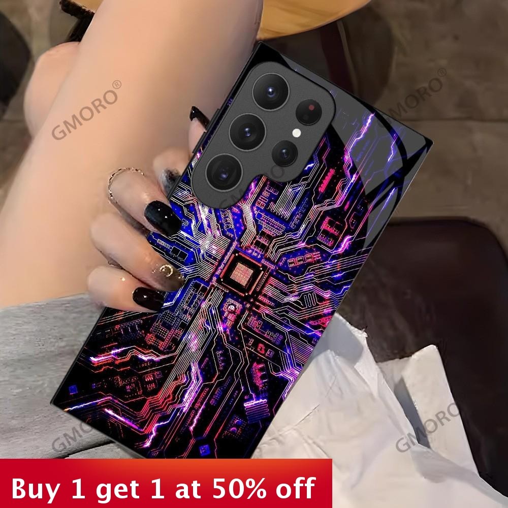 For Samsung Galaxy S25 Ultra S24 S23 S22 FE A55 A54 A56 Phone Case Circuit Board