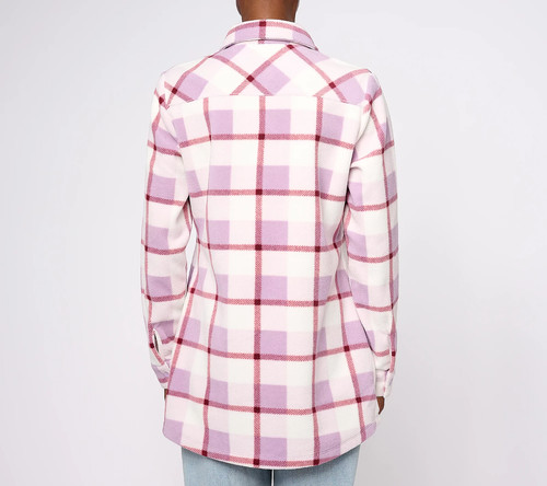 Denim & Co Printed Fleece Long Snap Front Shacket A619416 - Picture 11 of 13