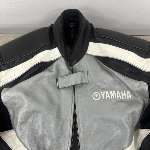 Yamaha Hein Gericke Leather Armored Motorcycle Jacket Size 40 Black Silver - Picture 4 of 15