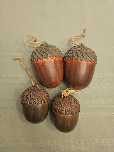 Juego de 4 adornos de bellota pesados sólidos decoración otoño otoño acción de gracias 4"-5" - Imagen 4 de 9