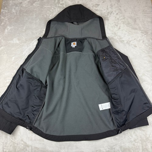 Carhartt Jacket Mens M BLK Black Softshell Hooded Water Repellent Workwear J251 - Picture 4 of 12